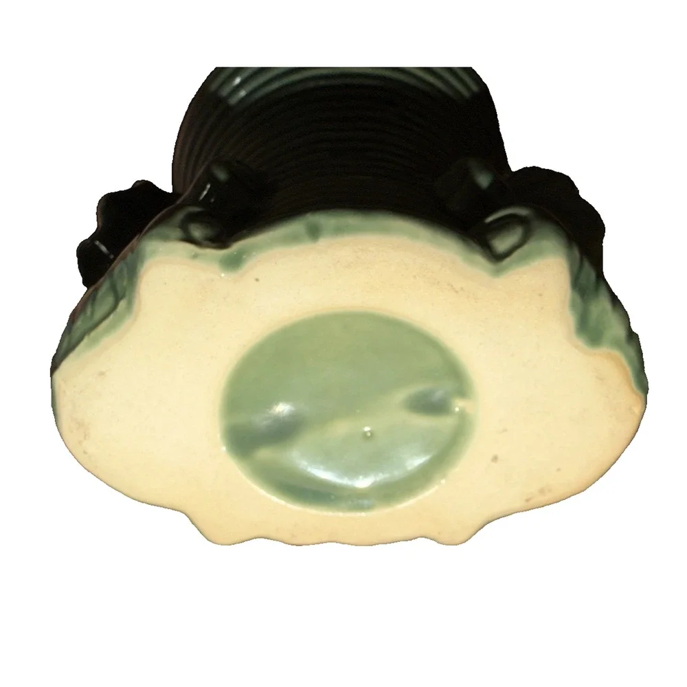 Vintage Green Ceramic Elephant Planter Majolica Style